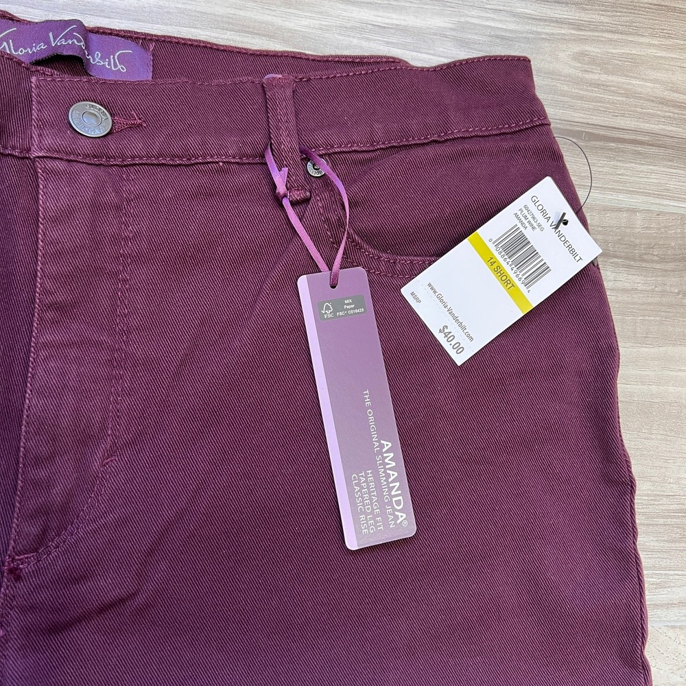 Gloria Vanderbilt Original Slimming Heritage Fit Tapered Leg jean Purple 14Short - Picture 7 of 12